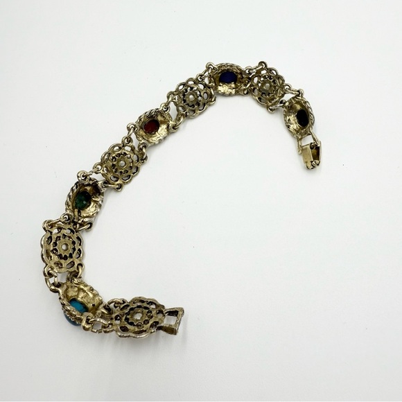 Vintage Faux Agate Gemstone Pearl Bracelet - Picture 5 of 6